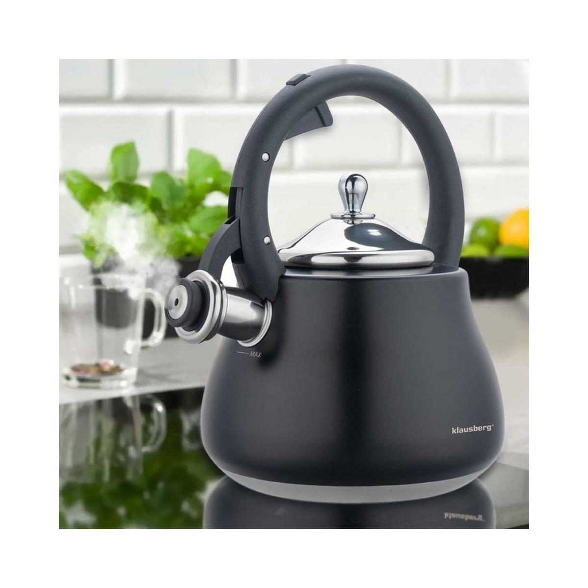 WASSERKESSEL Schwarz 23/20/28 cm 61617 - Schwarz, Metall (23cm) - Klausberg 