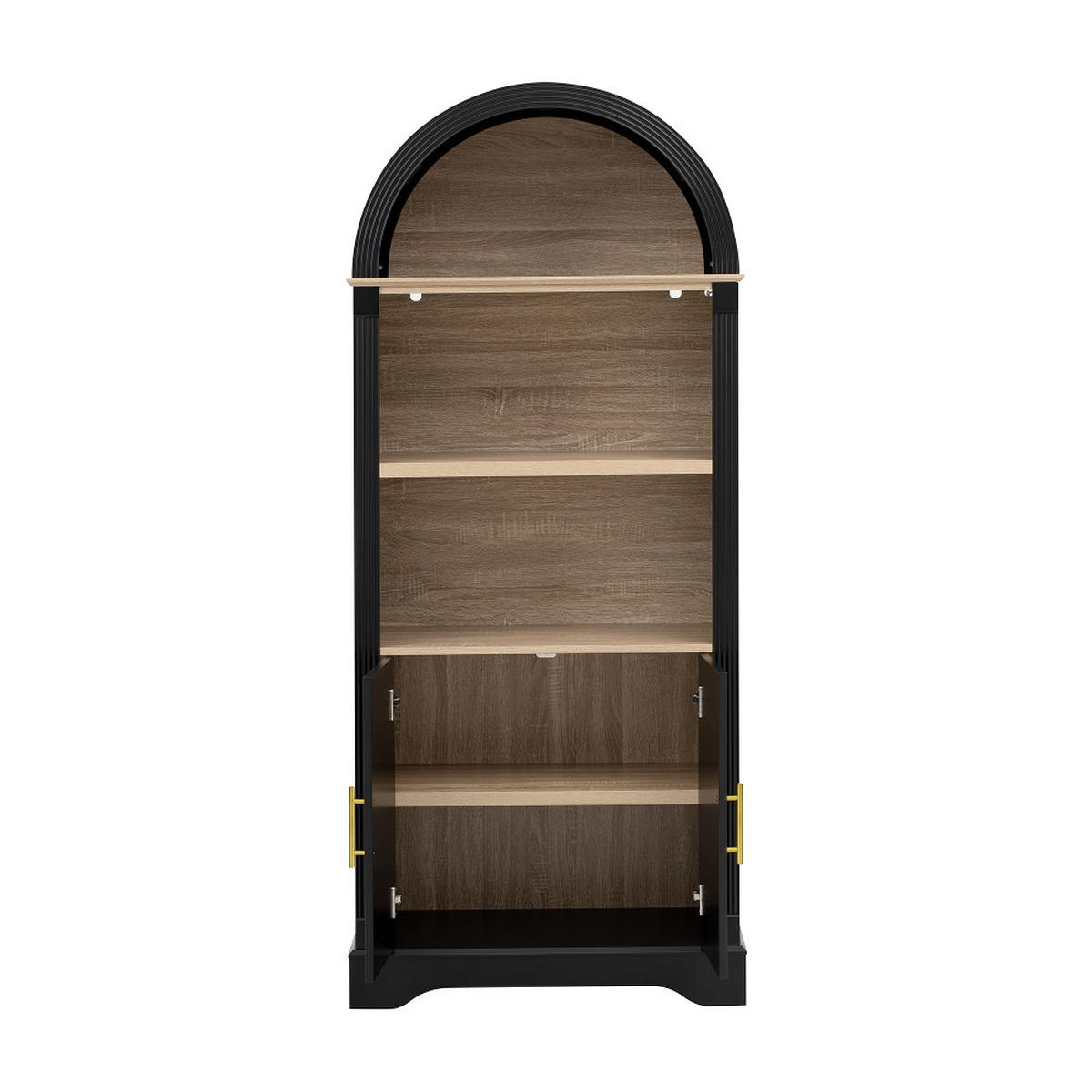 KÜCHENSCHRANK HIGHBOARD SCHWARZ, mit LED-Beleuchtung, Esszimmerschrank mit verstellbaren Regalböden, MDF Schwarz, 76,2/180/40,1 cm - Schwarz, Kunststoff (40/180/76.2cm) - Rolipo