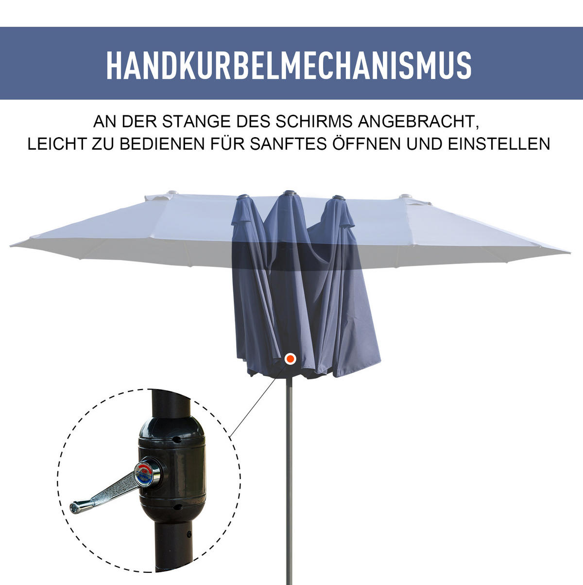 SONNENSCHIRM rund 260 cm in Rot mit Kurbel und Neigefunktion - Rot, Metall (260/260cm) - BEAOK