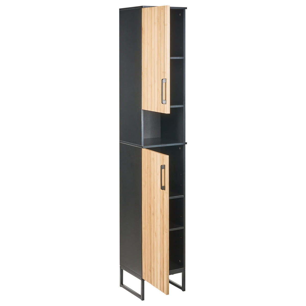 DULAP DE BAIE bambus 30 cm maro deschis Miscanti - maro/negru, lemn (30/170/30cm) - Beliani