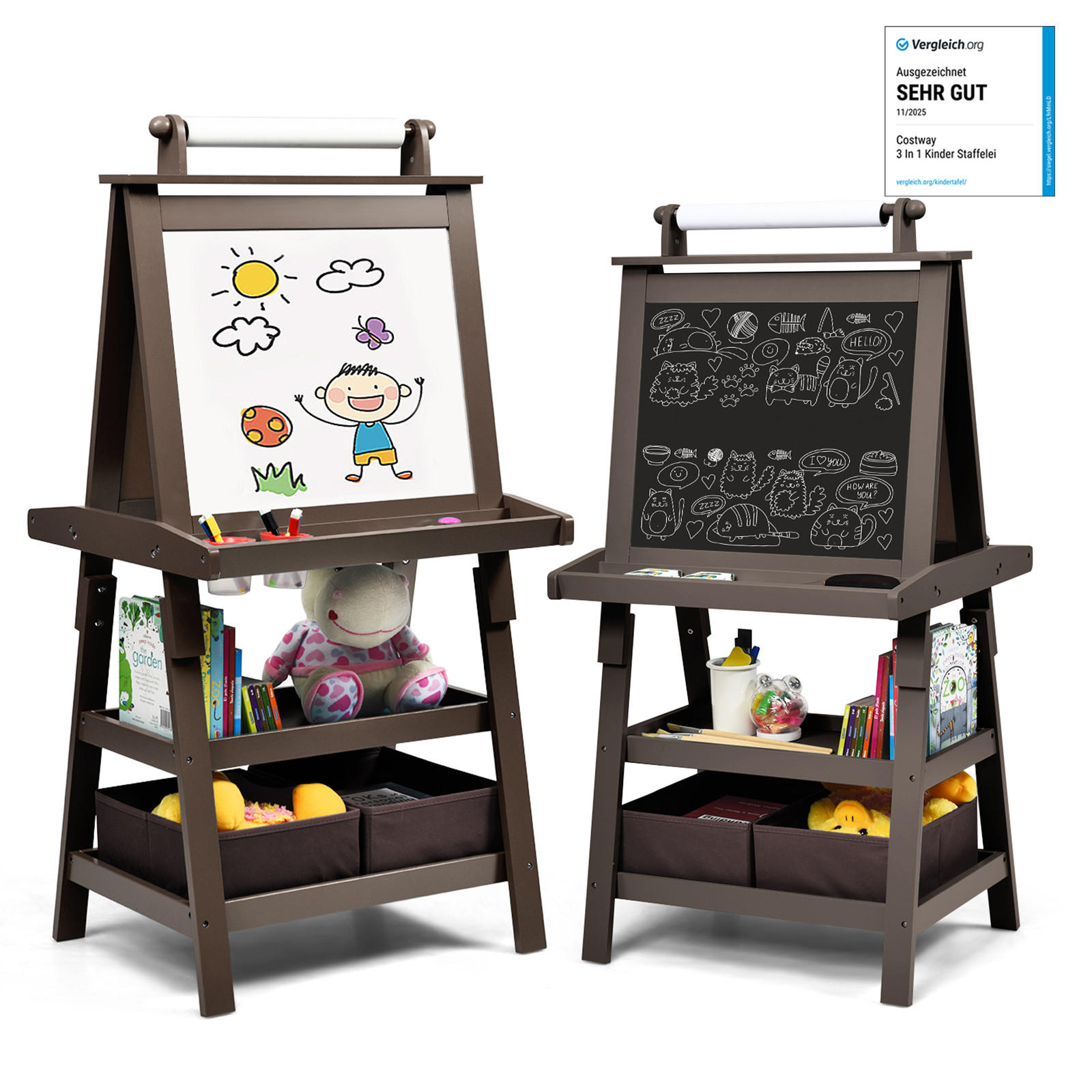 STAFFELEI Braun - Braun, Holz (50/117/59cm) - COSTWAY