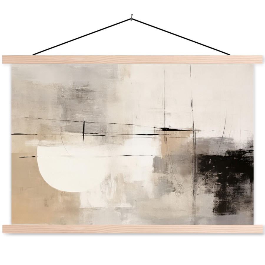 MuchoWow PLAKÁT S MAGNETICKOU LIŠTOU Abstraktní - Umění - šedá 90x60 cm