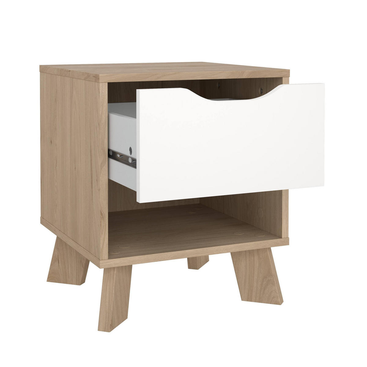 NACHTTISCH Eiche, Weiß 39.8/40.2/47.4 cm - Braun, Holzwerkstoff (40/47/40cm) - DMORA