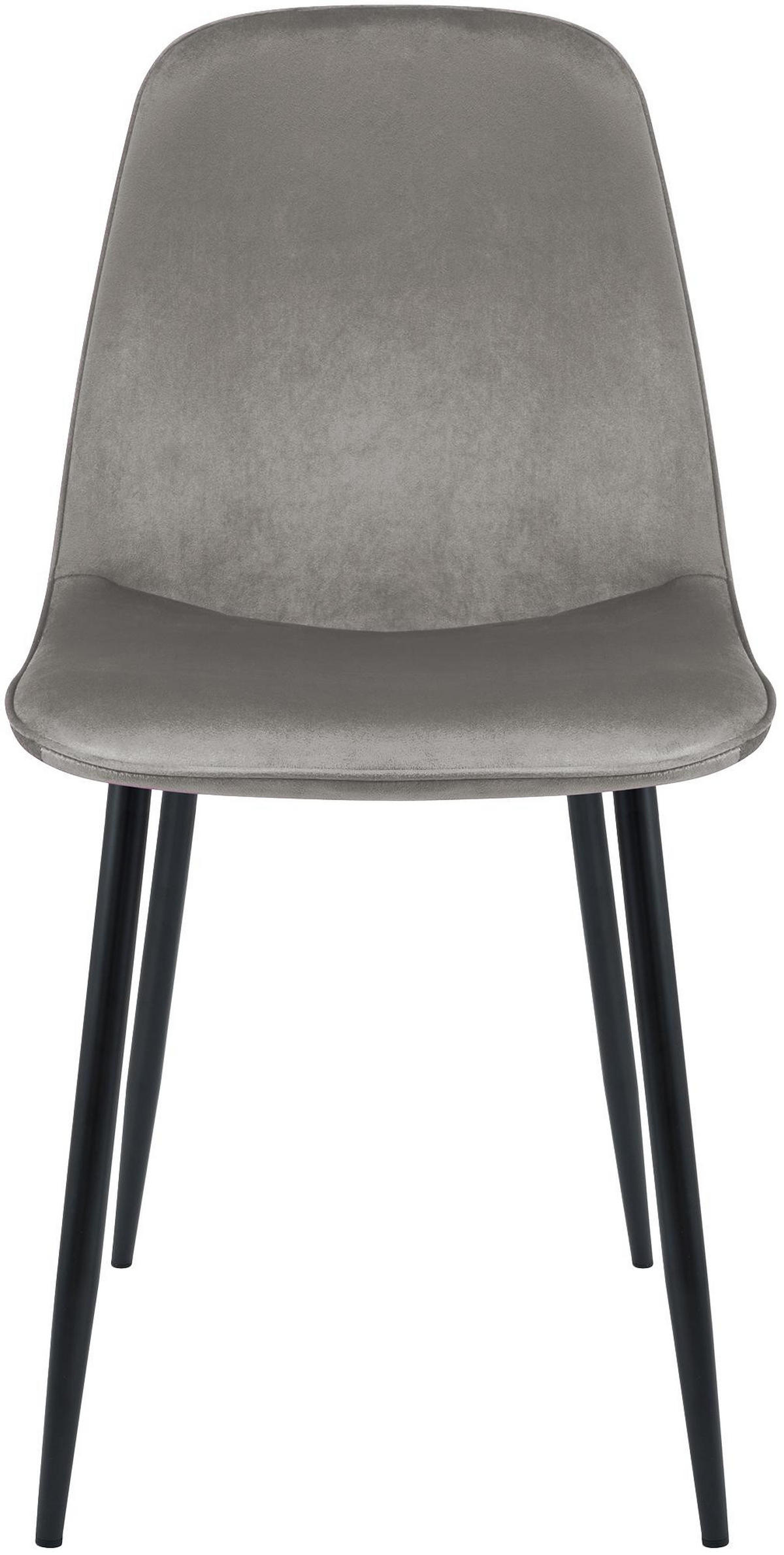 ESSZIMMERSTUHL Samt Hellgrau - Hellgrau/Schwarz, Textil/Metall (45/88/54cm) - CLP