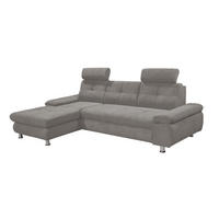 ECKSOFA mit Schlaffunktion und Bettkasten, Brego-Stoff - Chromfarben/Silberfarben, Textil/Metall (274/177cm) - ed exciting design