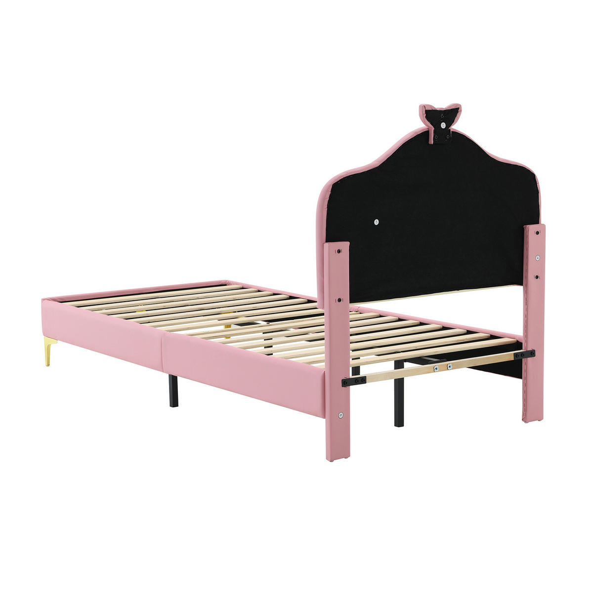 KINDEREINZELBETTEN aus Kunststoff 90x200 cm in Rosa/Weiß mit LED-Beleuchtung - Weiß, Kunststoff (90/200cm) - Modfu