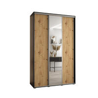 SCHWEBETÜRENSCHRANK 235,2/150/45 3-türig - Silberfarben/Schwarz, Holz/Metall (150/235/45cm) - Abiks Möbel