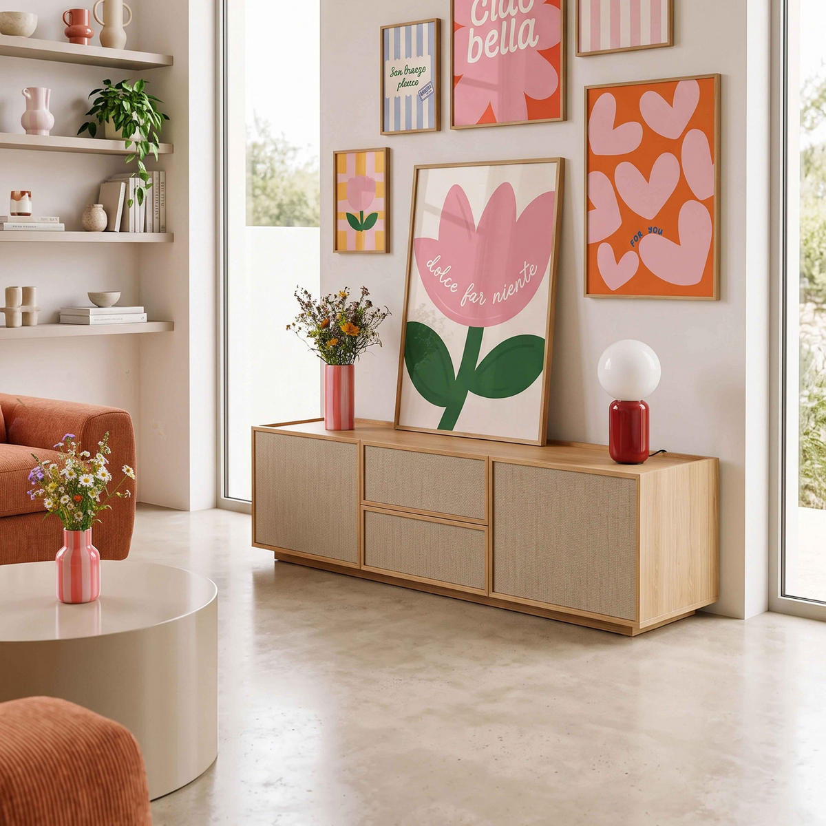 TV-MÖBEL, helle Holzoptik - Beige, Holz (150/40/40cm) - Oviala