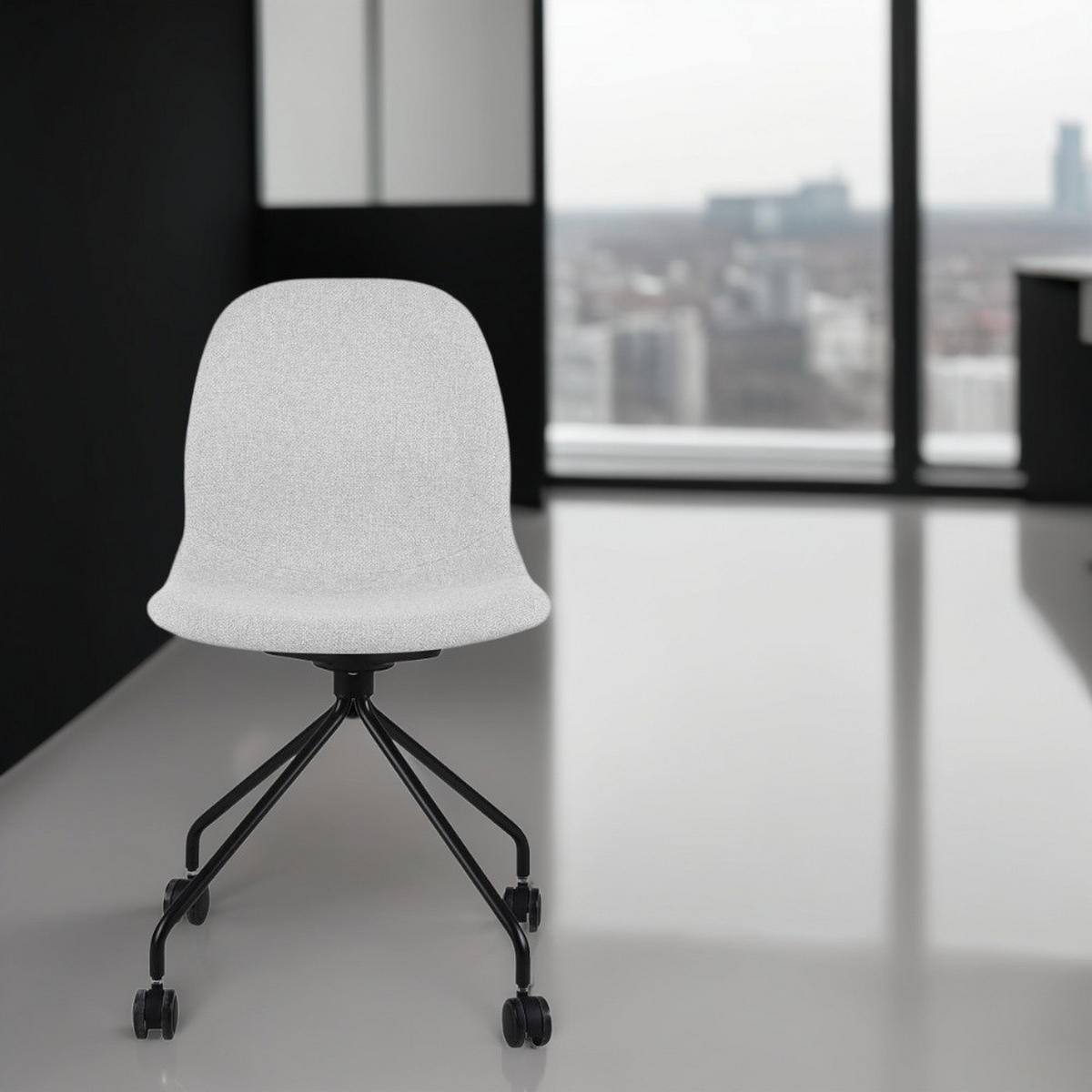 DREHSTUHL Stoff mit ergonomischer Form, Rollen und 360° Drehfunktion CERANO, Grau 46x49x86 cm - Schwarz/Grau, Textil/Metall (46/86/49cm) - KADIMA DESIGN