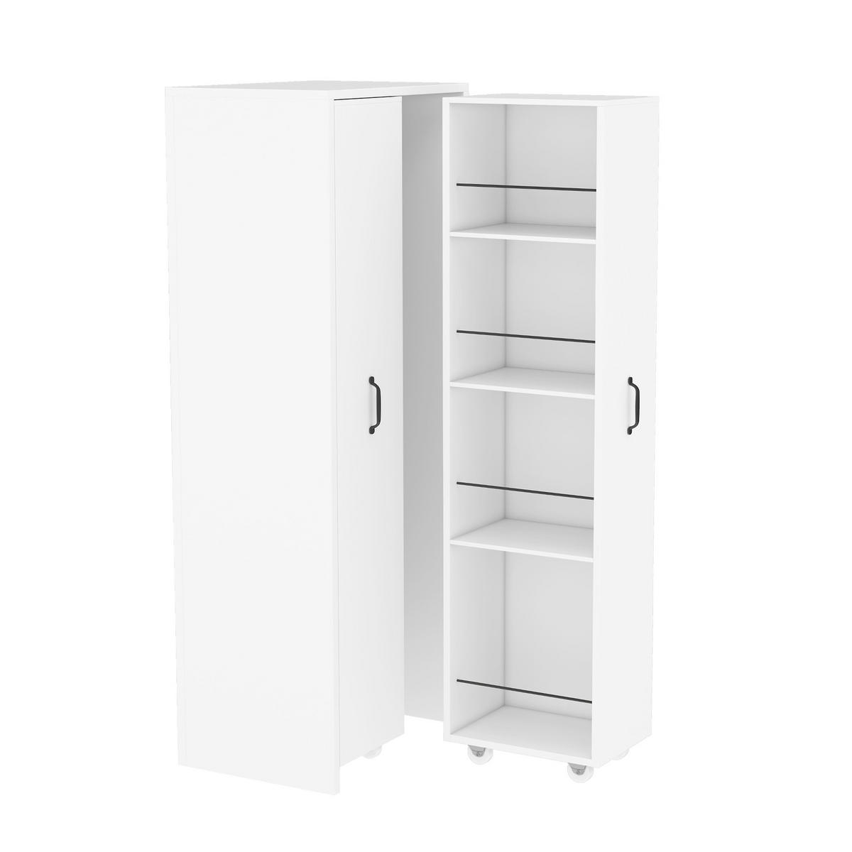 BÜCHERREGAL erweiterbar 4 Ebenen Rollen MDF weiß modern - Weiß, Holzwerkstoff (41/158/51.5cm) - FLIEKS