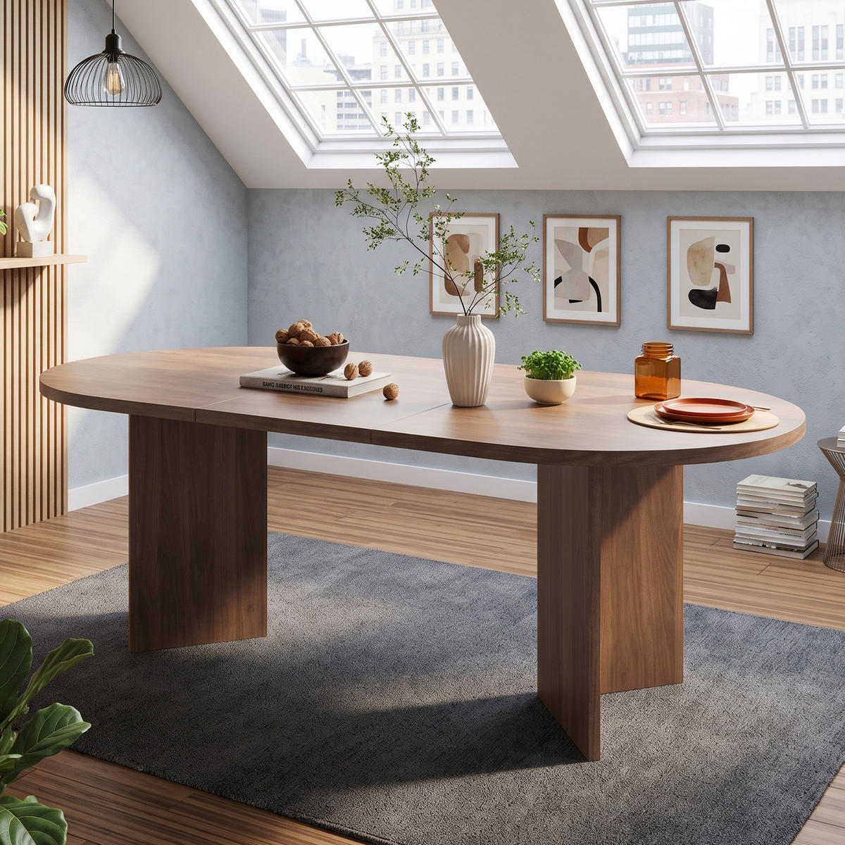 ESSTISCH 160x80cm Nussbaum für 6-8 Personen mit abgerundeten Ecken MDF - Braun, Holz (97.69/68.5/14.2cm) - Raelunyi