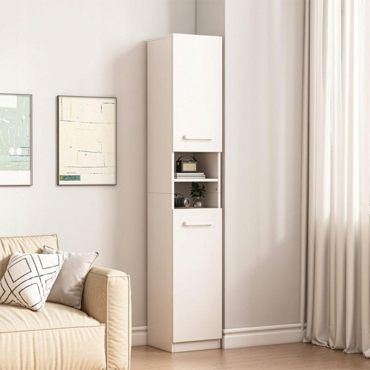 HOCHSCHRANK, weiß 30/32/180 cm - Weiß, Holzwerkstoff (30/180/32cm)