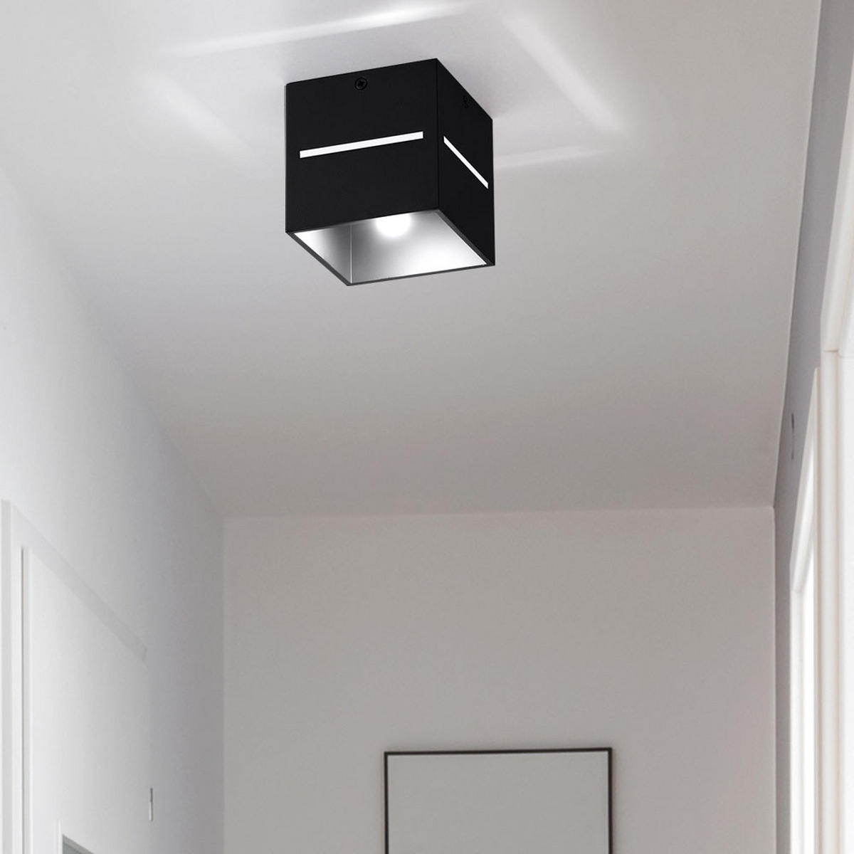 LED DECKENLEUCHTE Aluminium Schwarz - Schwarz, Metall (10/10/10cm)