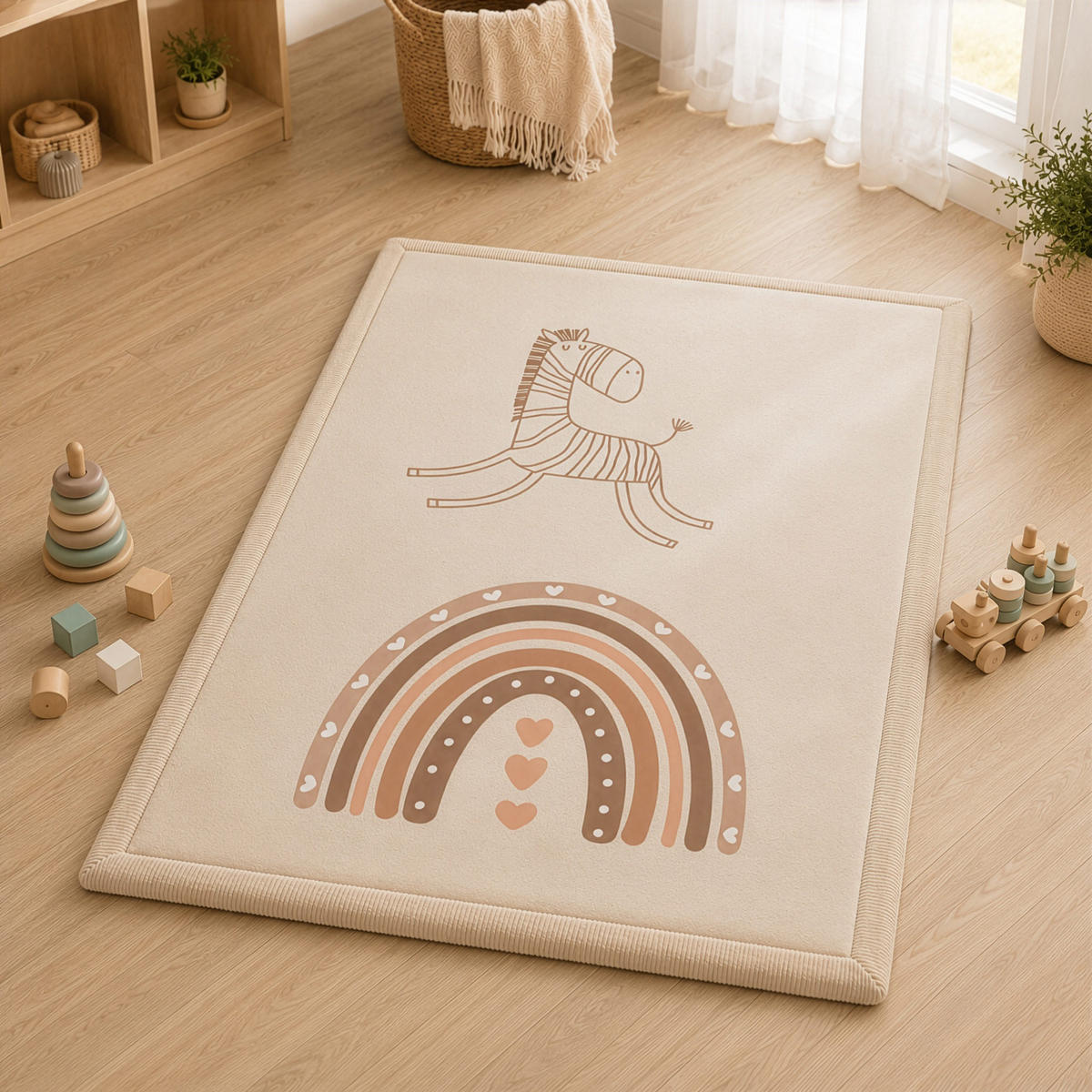 KRABBELTEPPICH samtweich und kuschelig "Regenbogen" 120x170cm - Beige, Textil (120/170cm) - Sanosoft