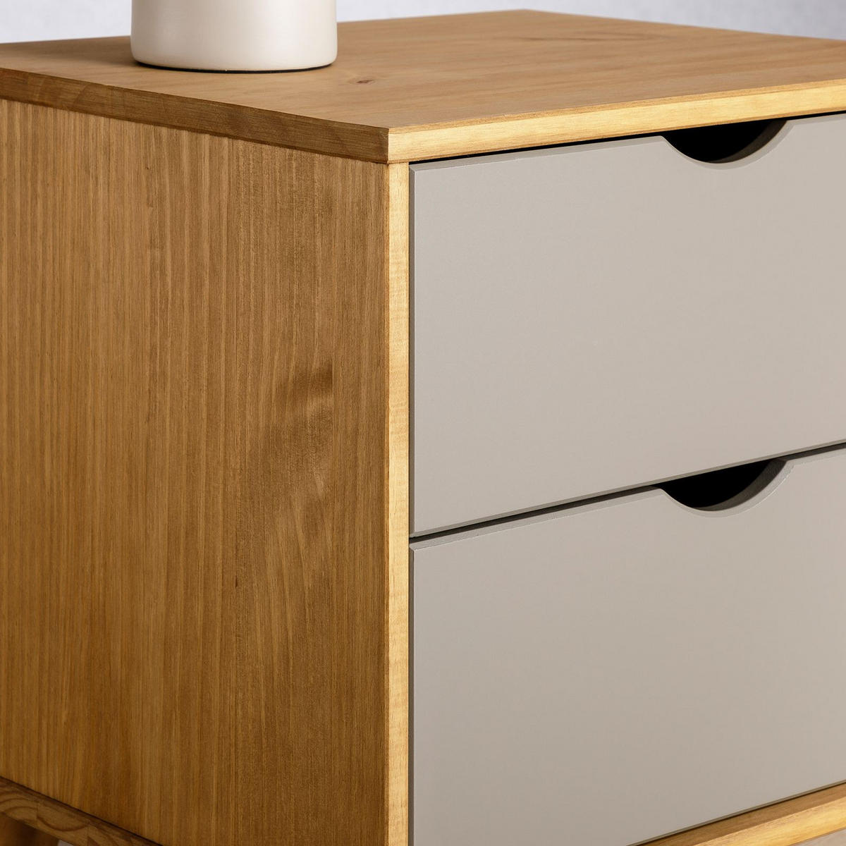 NACHTTISCH COLIMA natur/grau - Naturfarben/Grau, Holz (50/46/40cm) - IDIMEX