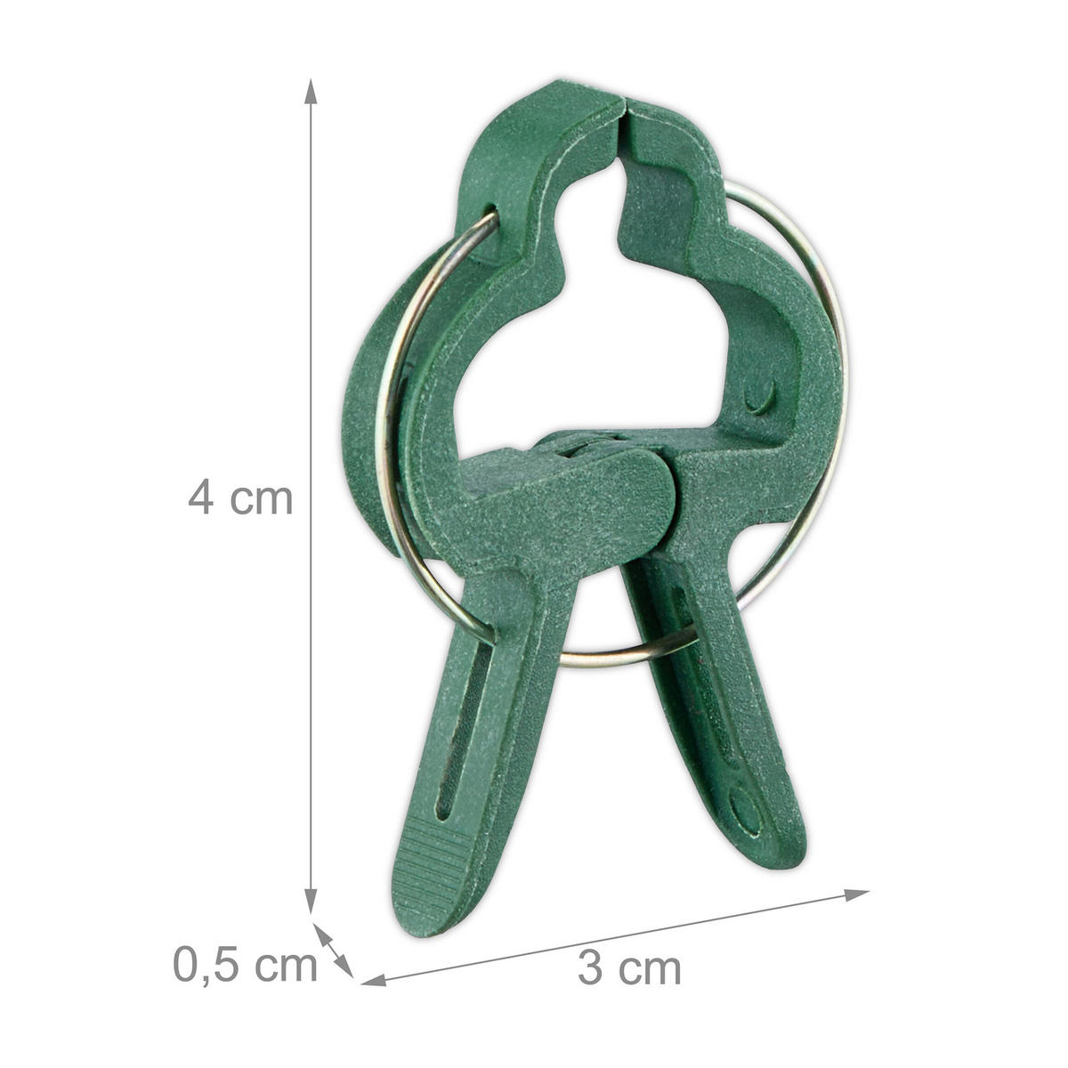 120xPFLANZENCLIPS - Dunkelgrün, Kunststoff/Metall (4.5/1/6cm) - Relaxdays