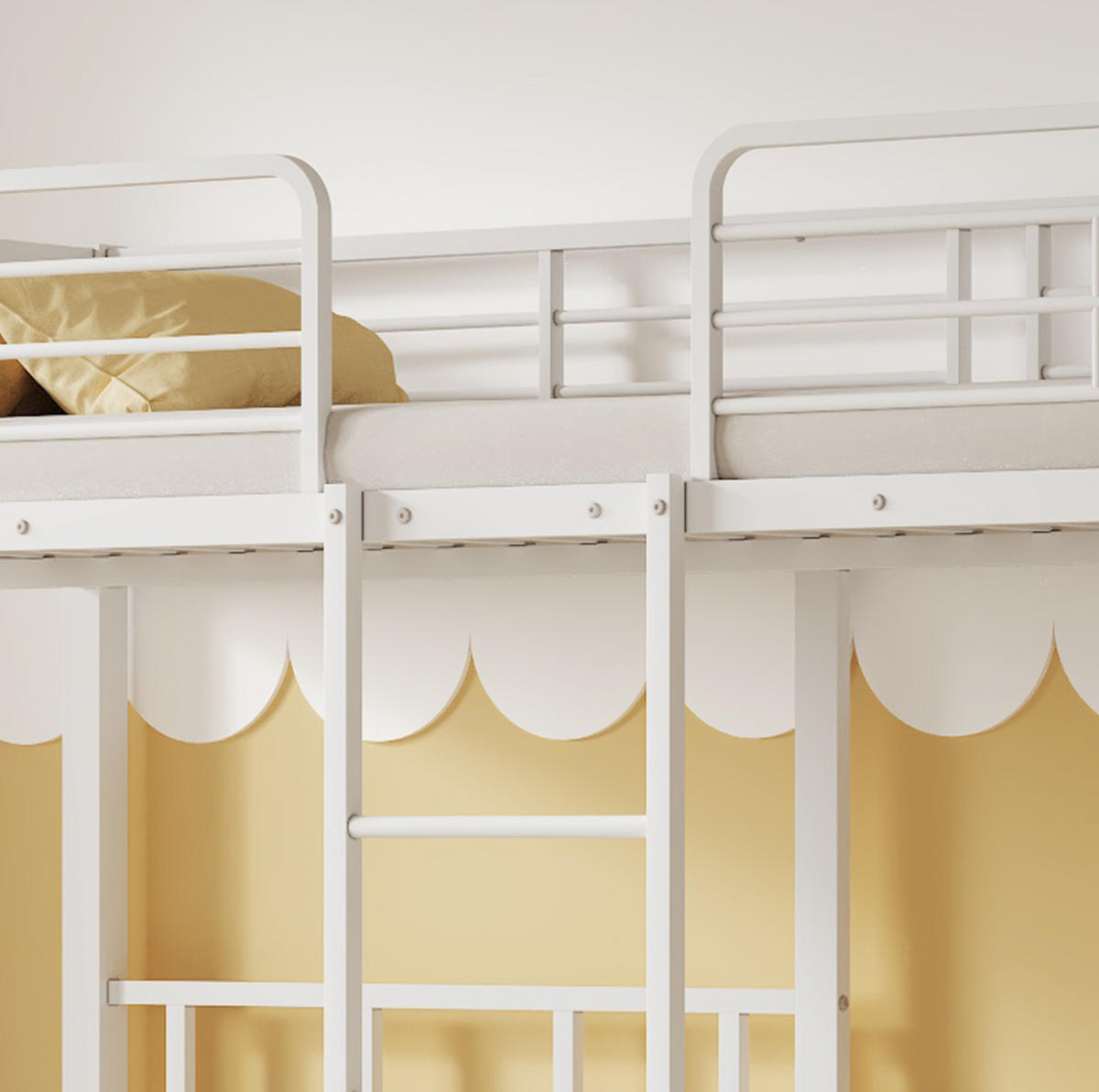 ETAGENBETT 90/200 cm Weiß mit Leiter und Stauraum für 3 Personen - Weiß, Metall (90/200cm) - OKWISH