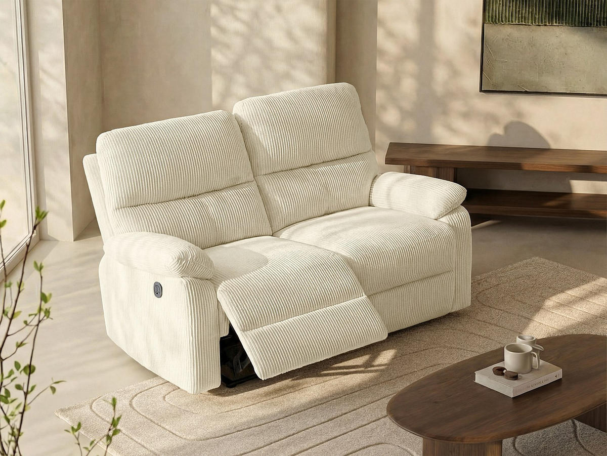 RELAXSOFA - 2 Personen - stoff - beige Lunano - Beige, Kunststoff/Textil (154/102/89cm) - Vente-Unique