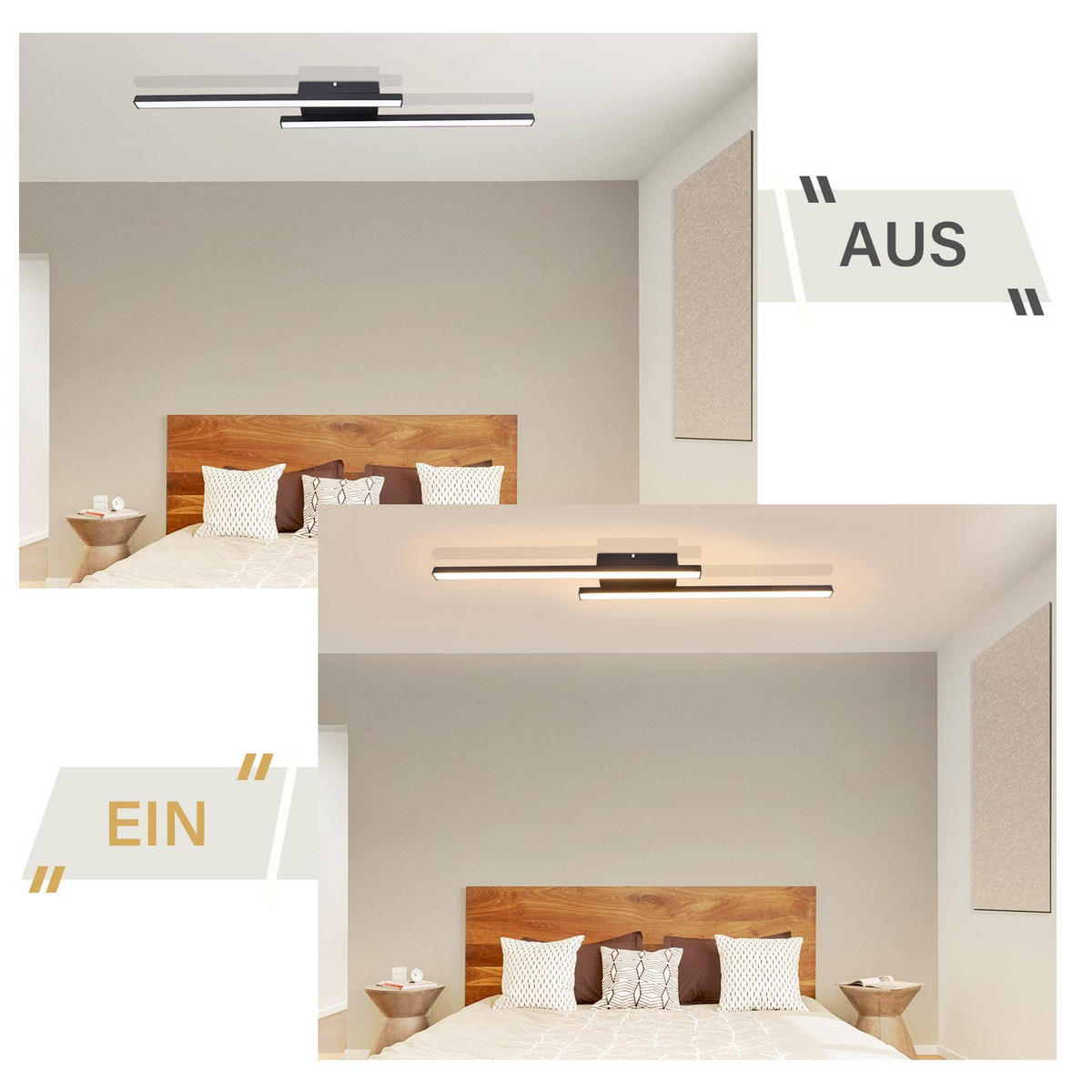 LED-DECKENLEUCHTE Passau 61.5/7/4.8 cm - Schwarz, Metall (61.5/7/4.8cm) - Nettlife