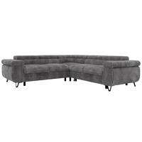 ECKSOFA QUADRO L - Grau Cord - Links Seite - Schwarz/Grau, Textil/Metall (269/269cm) - MKS