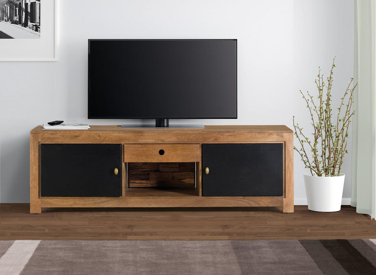 TV-SCHRANK aus Mangoholz und Metall - Braun, Holz (160/50/45cm) - Giner y Colomer