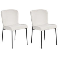 ESSZIMMERSTUHL 2er-Set Polsterbezug Weiß Ada - Weiß, Textil/Metall (49/82/48cm) - Beliani
