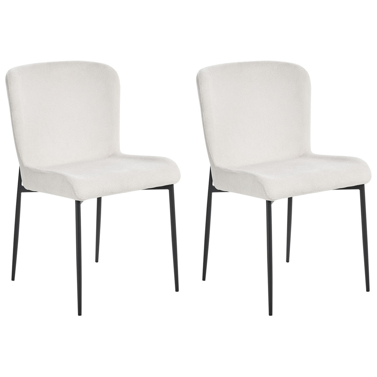 ESSZIMMERSTUHL 2er-Set Polsterbezug Weiß Ada - Weiß, Textil/Metall (49/82/48cm) - Beliani