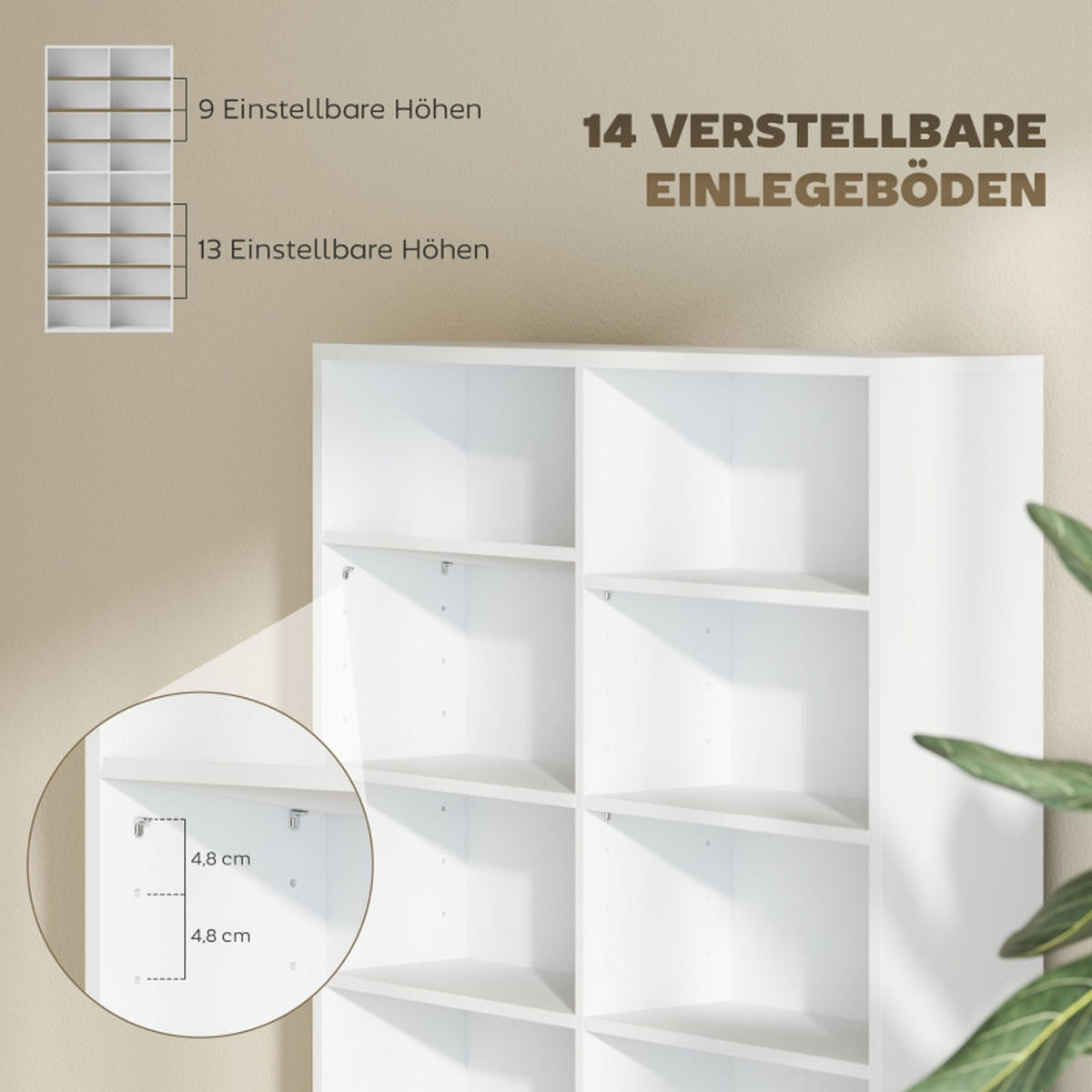 SIDEBOARD Weiß für bis zu 640 CDs,360 DVDs oder 430 Blu-rays - Weiß, Holzwerkstoff/Metall (78.5/175/24cm) - EVRYAE