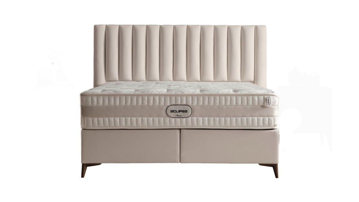 POLSTERBETT-SET Eclipse 180x200 Creme - Bett inkl. Matratze - Creme, Metall (180/200cm) - Villa Möbel