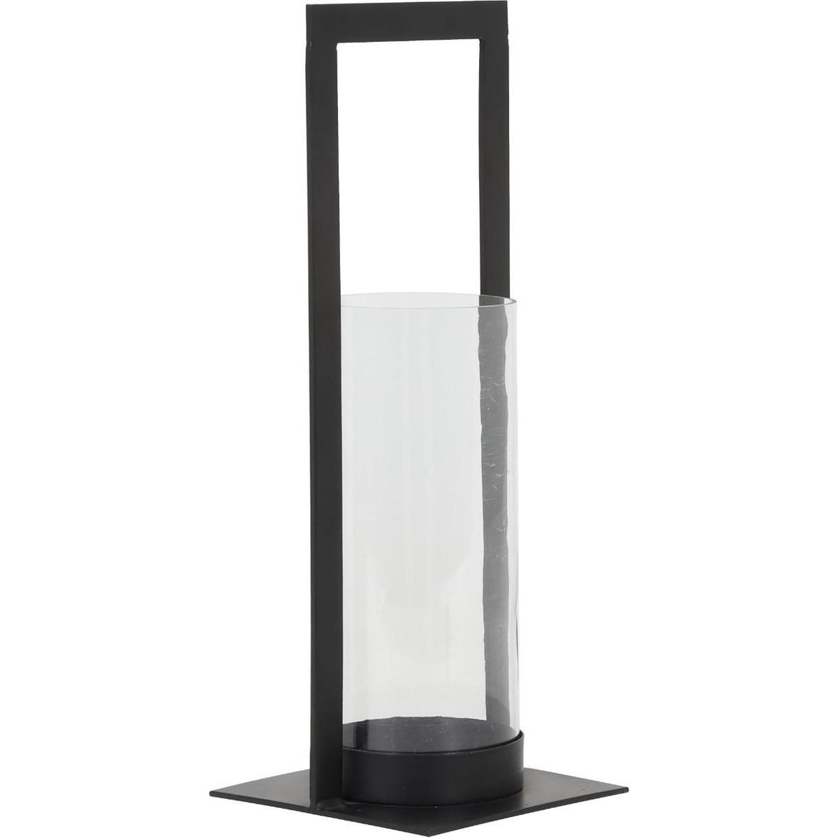 WINDLICHT JELCO 15x40 cm, Nickel/Glas, Schwarz - Schwarz, Glas (15/40/15cm) - Light & Living