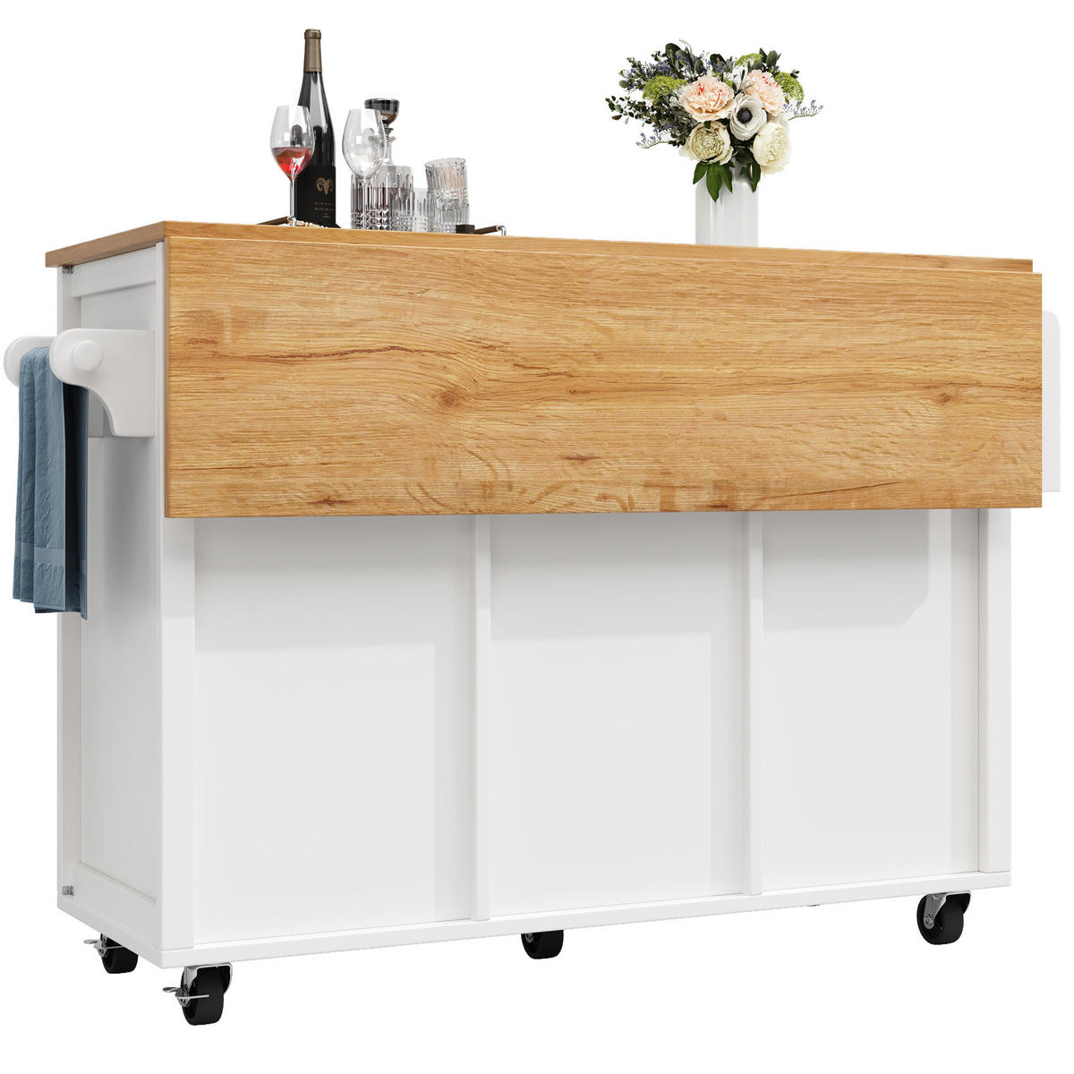 KÜCHENINSEL mit Klapptisch 137,9 x 73 cm MDF Metall White - Weiß, Metall (73/92.5/137.9cm) - Beauniv
