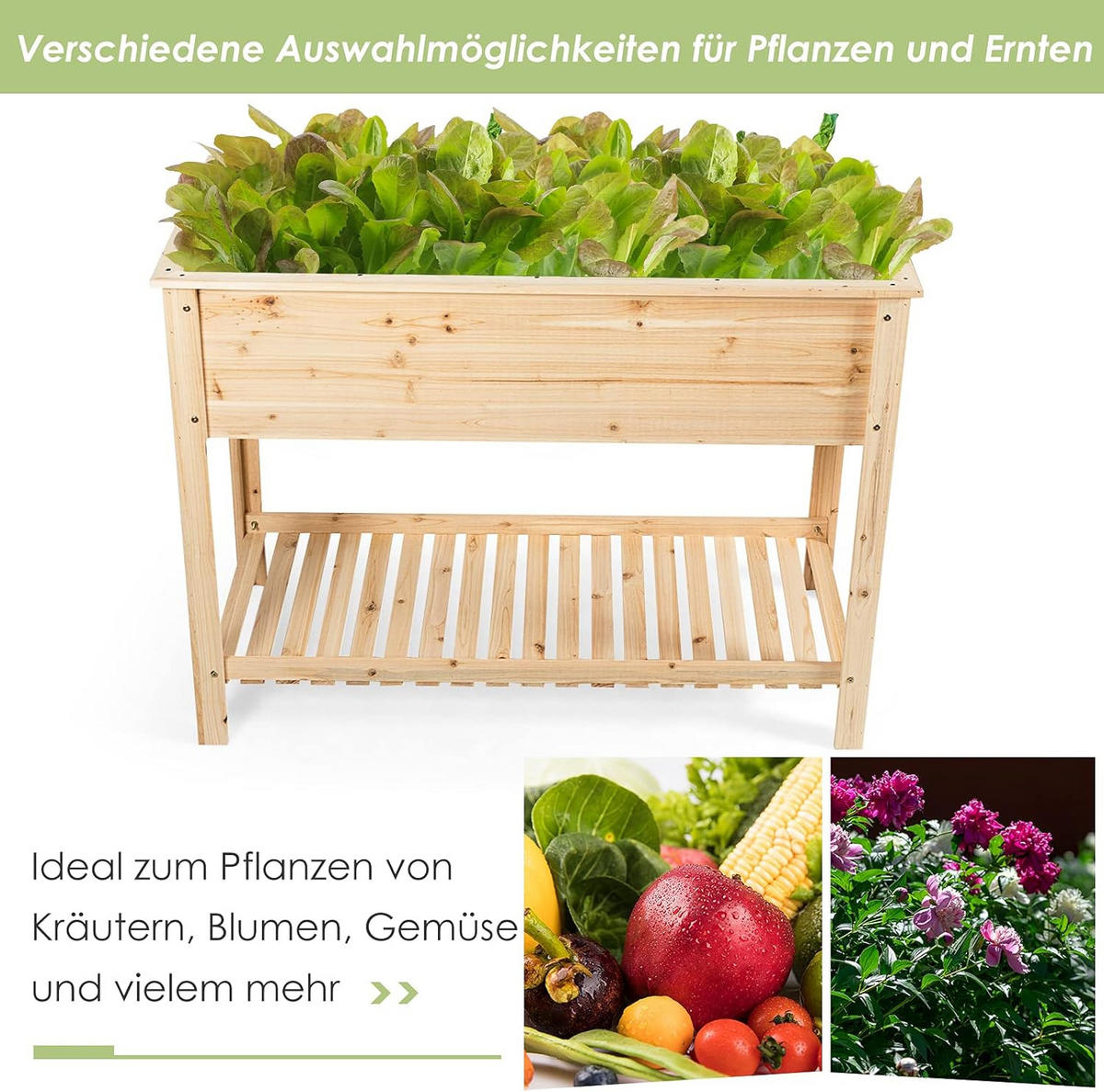 HOCHBEET Pflanzkübel Pflanzkasten Holz - Apfelbaumfarben, Holz (41/81/92cm) - COSTWAY