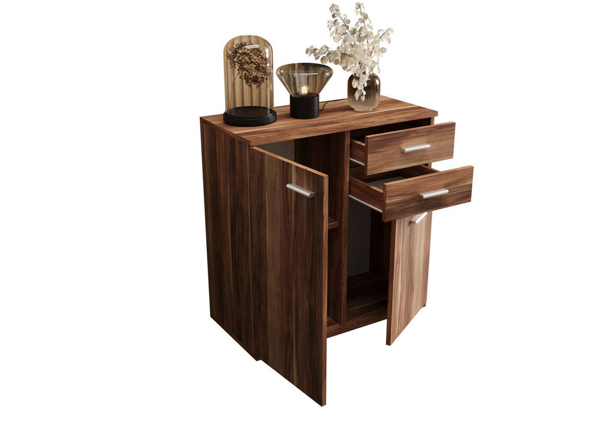 KOMMODE London LMK 2D2S mit 2 Türen, Sideboard in Farbe: Braun, Größe: 71 x 75 x 35 cm - Braun, Holzwerkstoff (71/75/35cm) - O-Sofa