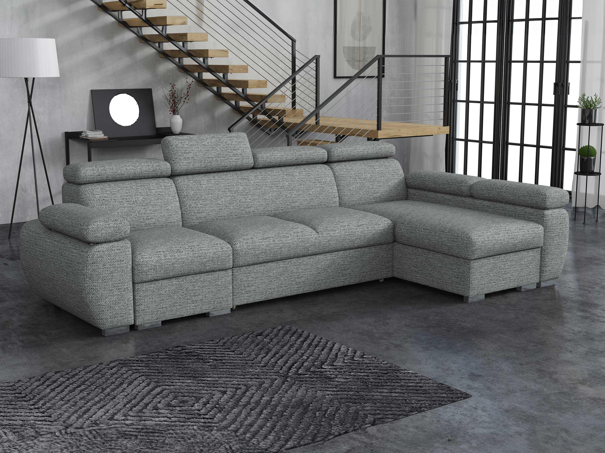 ECKSOFA Boston LCP, Seite: Rechts 1P(65)+2R+LCP - Silberfarben/Graphitfarben, Holz/Textil (320/170cm) - MIRJAN24