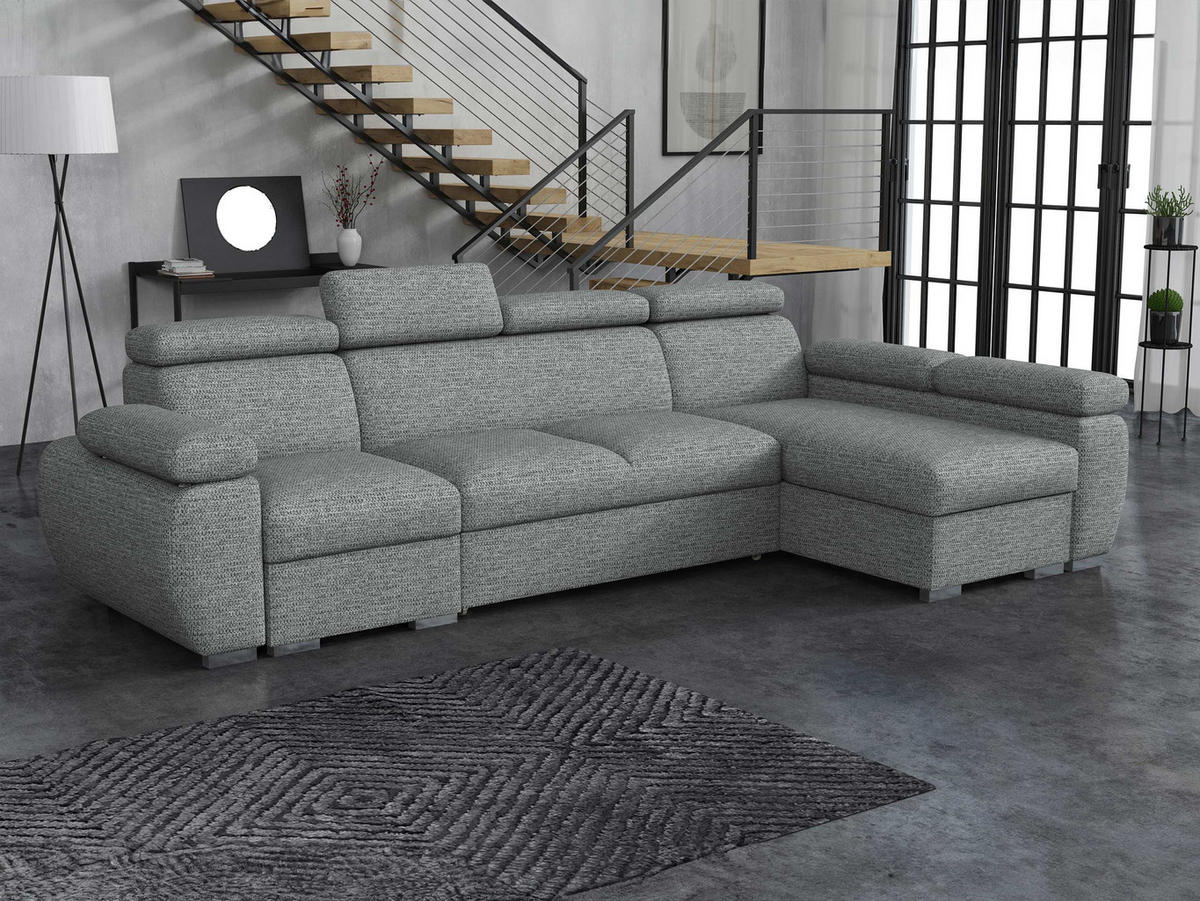 ECKSOFA Boston LCP, Seite: Rechts 1P(65)+2R+LCP - Silberfarben/Graphitfarben, Holz/Textil (320/170cm) - MIRJAN24