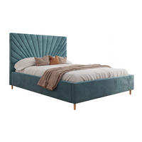 POLSTERBETT SUNNY 140x200 cm Magic Velvet 2223, 34 Holzlatten, Kopfteil 131 cm - Türkis, Textil (140/200cm) - Lookway