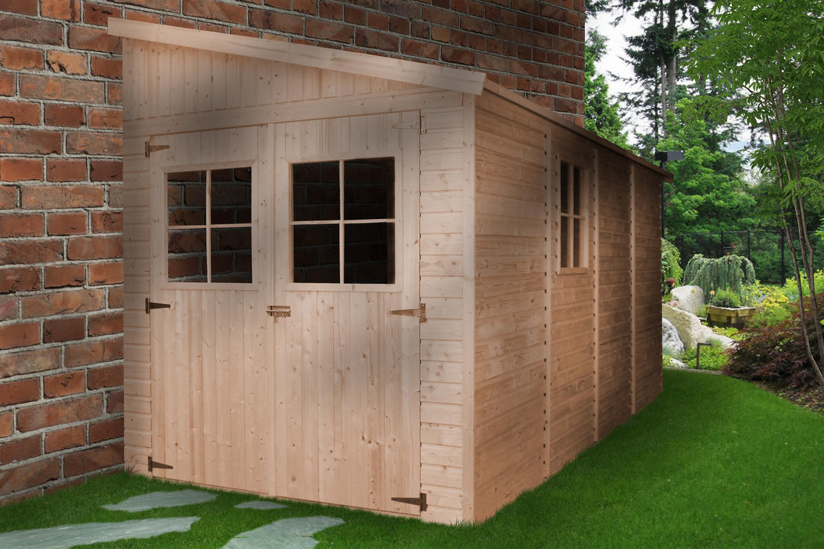 HOLZ-GARTHENHAUS (ohne Seitenwand) - H244x211x416 cm/8 m2 - M340 - Beige, Holz (216/243/395cm) - Timbela