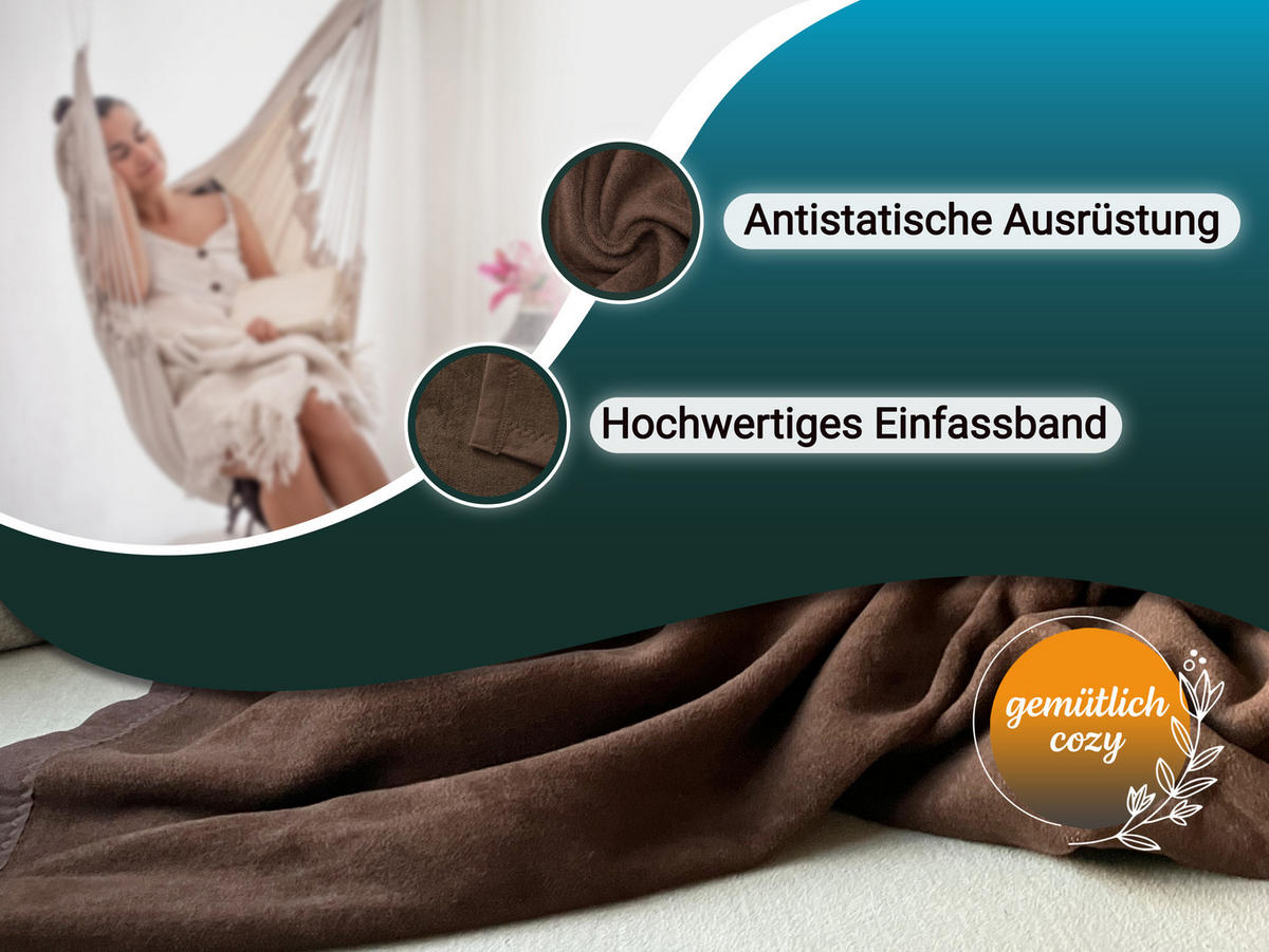 KUSCHELDECKE, 150x200 cm, 60% Baumwolle, 40% Polyacryl, Braun - Braun, Naturmaterialien (150/200cm) - Zollner