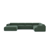 WOHNLANDSCHAFT Texturierter Samt Smaragdgrün 354cm - Smaragdgrün, Textil (354/73/164cm) - Sia Home