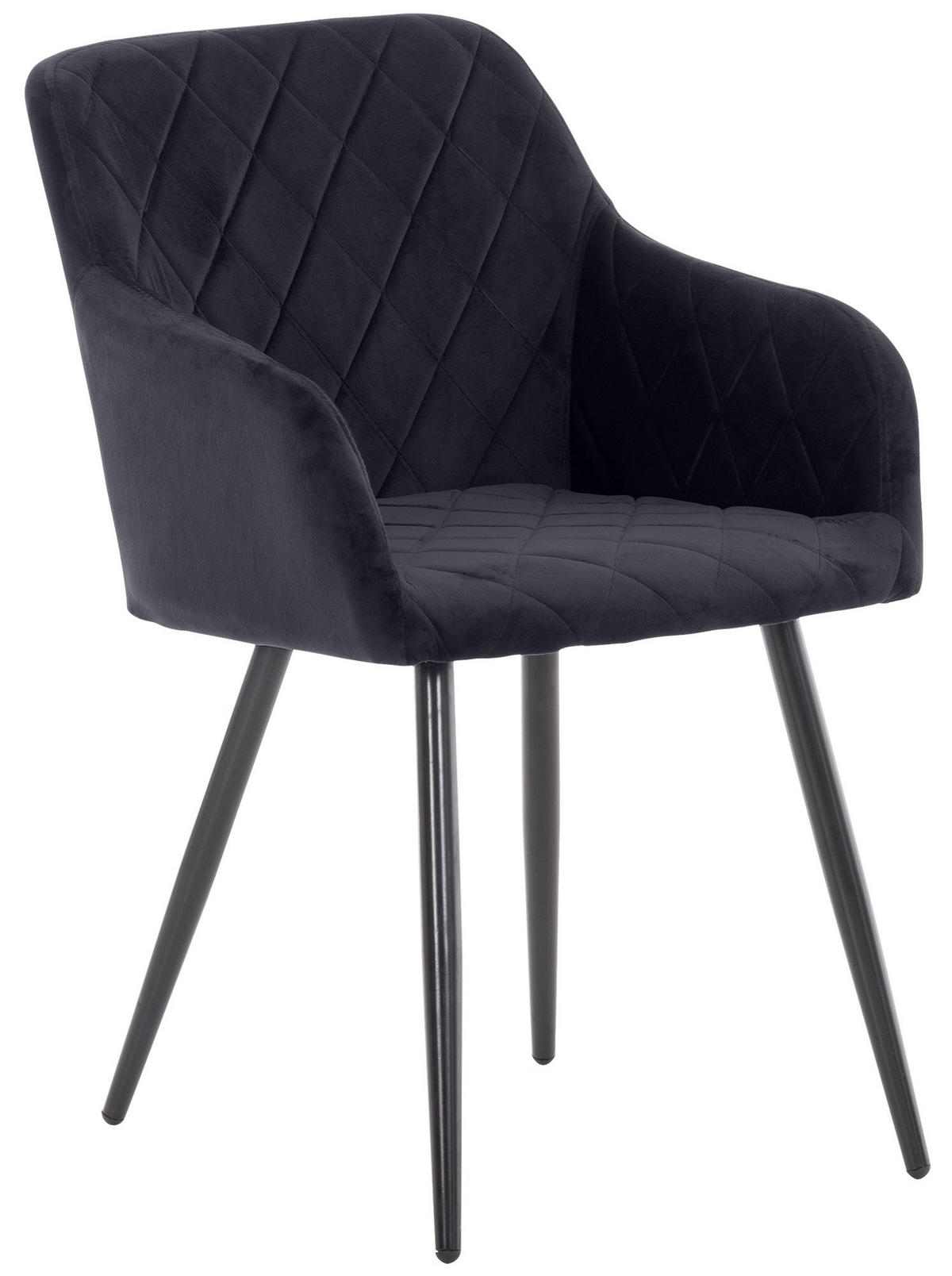 ARMLEHNENSTUHL Samt schwarz - Schwarz, Textil/Metall (47/84/44cm) - CLP