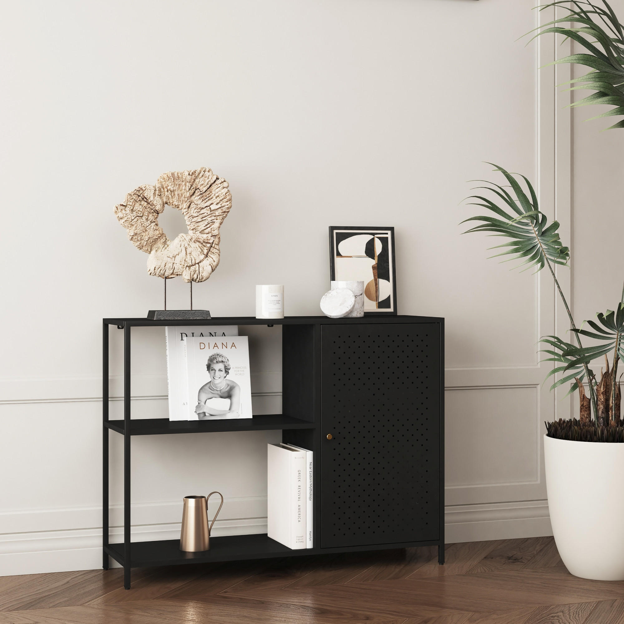 Thumbnail - [en.casa] Sideboard, Schwarz, Metall, 100x75x30 cm, Wohnzimmer, Kommoden & Sideboards, Sideboards
