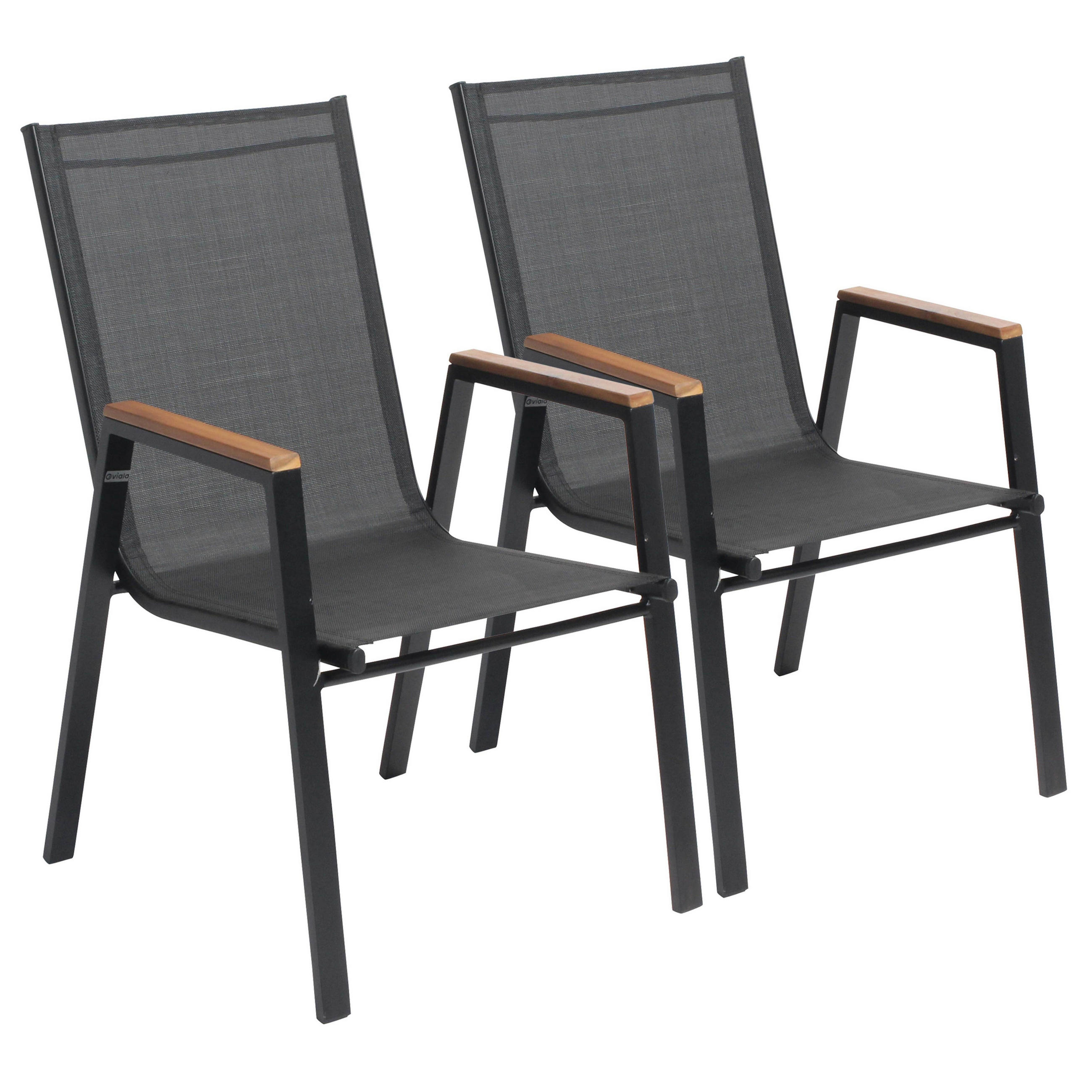 GARTENSTUHL 2-tlg., Grau - Grau, Holz (62/56cm) - Oviala