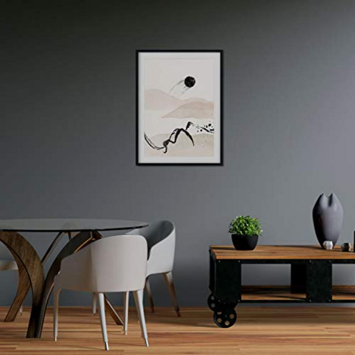 POSTER Set mit 4 Blätter und abstrakten Formen mit braunen Tönen A4 Schwarzer Rahmen - Schwarz, Papier (29.7/3cm) - Nacnic