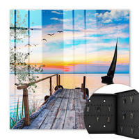 SCHLÜSSELBOX Schwarz 30x30 cm- Türöffnung nach rechts - Friedliche Landschaft - Blau, Metall (30/30/5cm) - TULUP