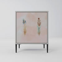 SIDEBOARD THE DELIQUESCE, Grau, 57,5x42x72,5 cm, Schwarze Metallfüße - Multicolor/Schwarz, Holzwerkstoff/Metall (57.5/72.5/42cm) - SpaceRebels