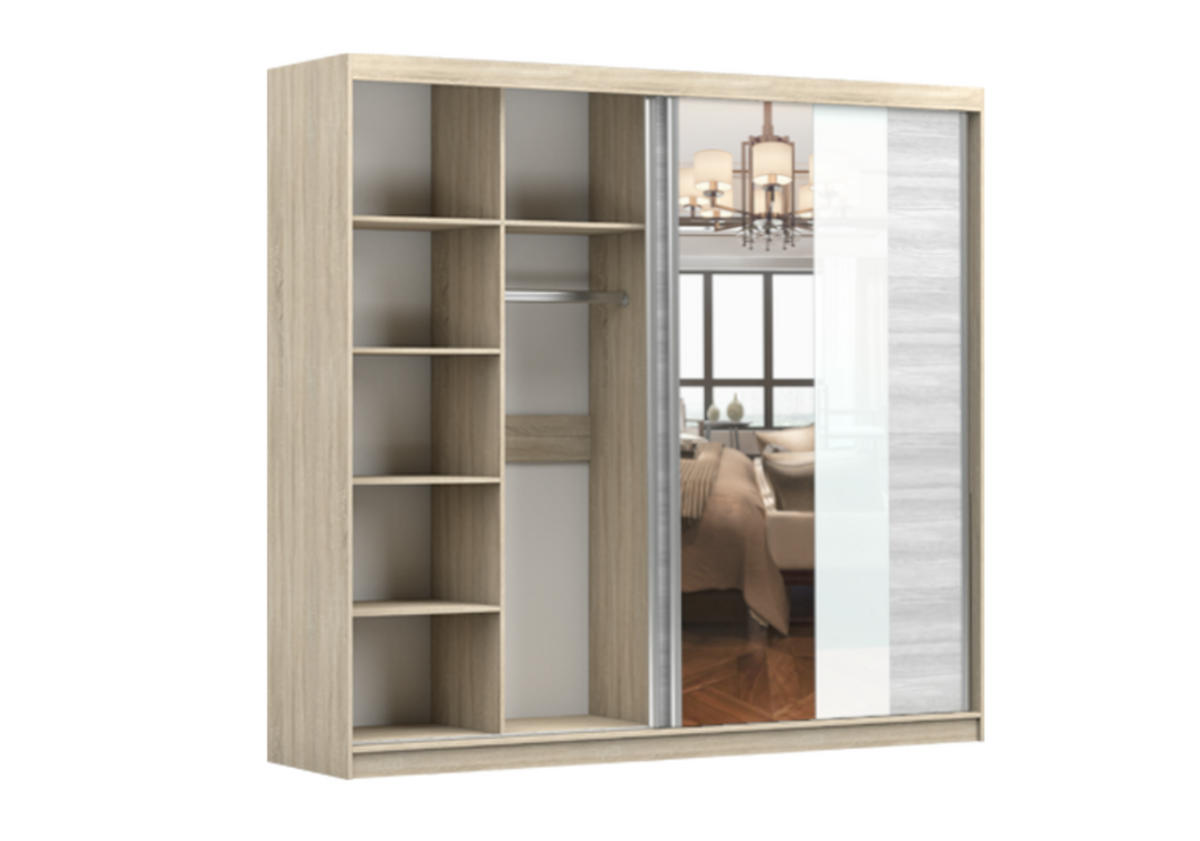 SCHIEBETÜRENSCHRANK - BEN 32 233 CM (Sonoma) - Sonoma Eiche, Holzwerkstoff (233/218/61cm) - Möblo