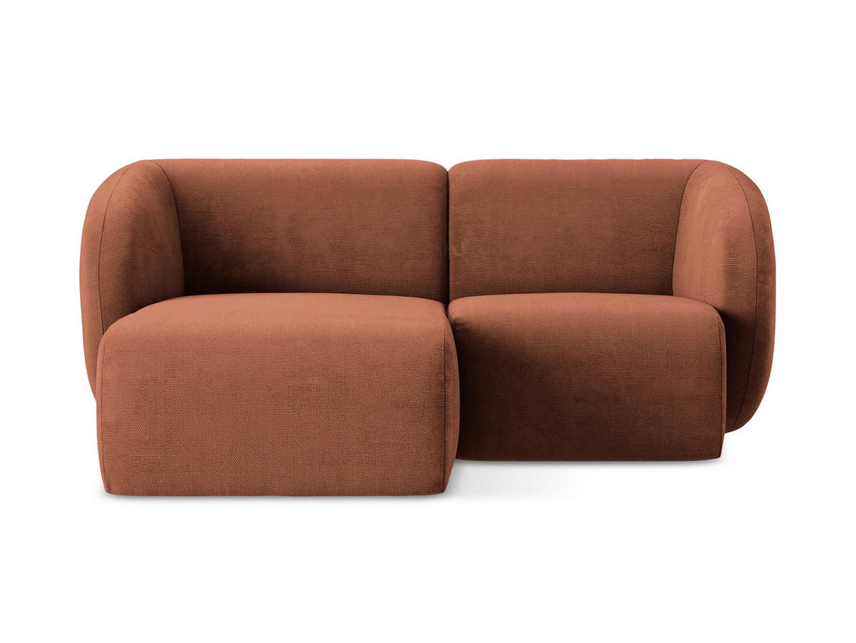 ECKSOFA Links Chenille Stoff Orange - Terracotta/Schwarz, Holzwerkstoff/Kunststoff (178/166cm) - Makamii