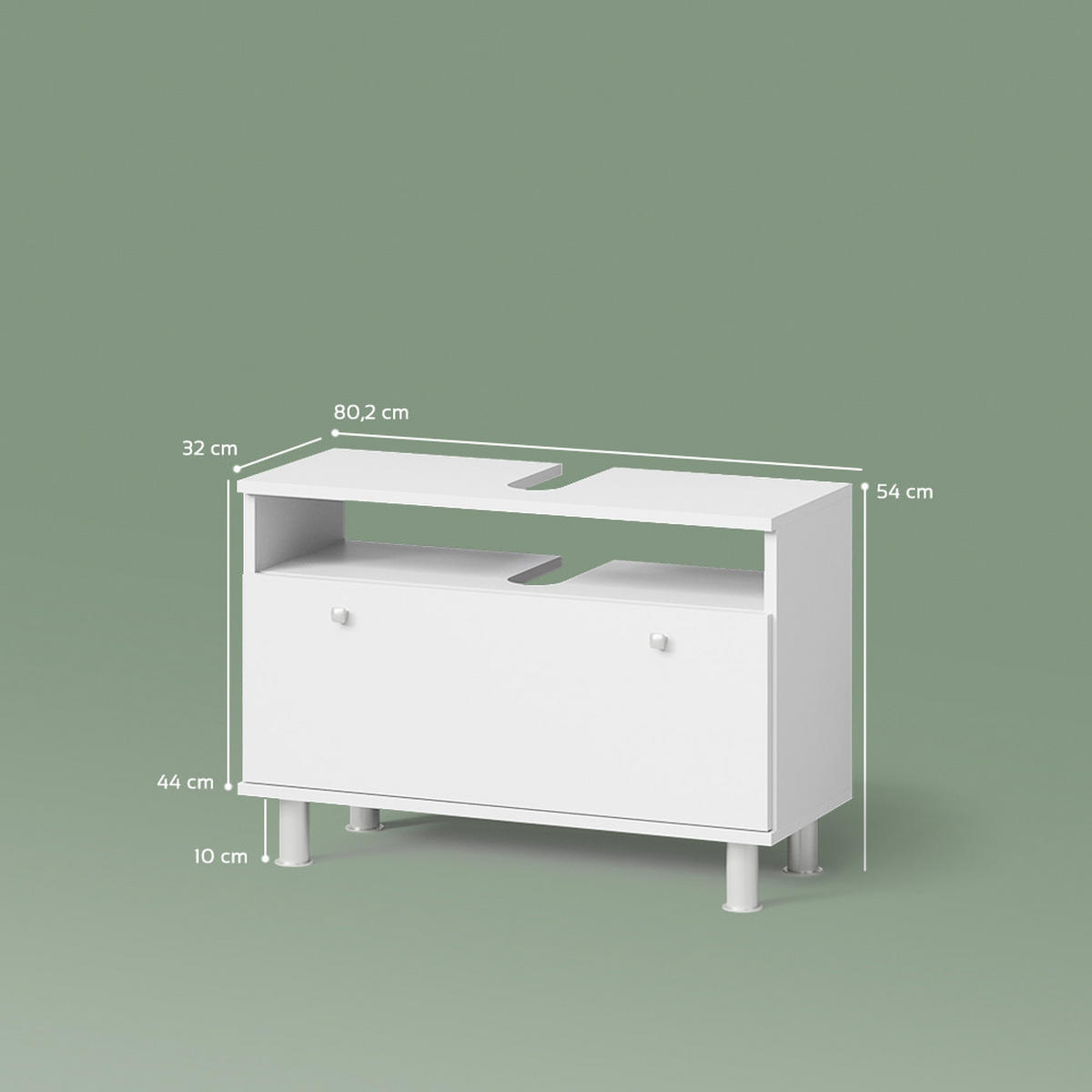 WASCHBECKENUNTERSCHRANK Fucino Weiß 80.2 x 54 cm mit Schublade - Weiß, Holzwerkstoff (80.2/54/32cm) - Livinity®