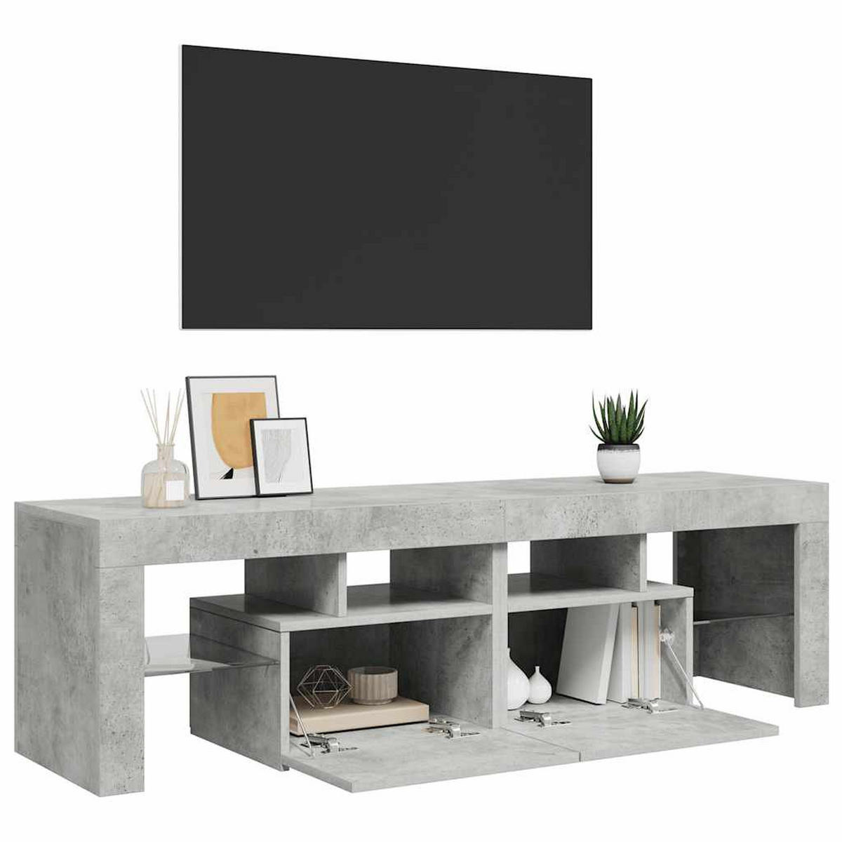 TV-SCHRANK Mit Led-Beleuchtung Betongrau 140/36,5/40 Cm - Grau, Holz (140/40/35cm) - vidaXL