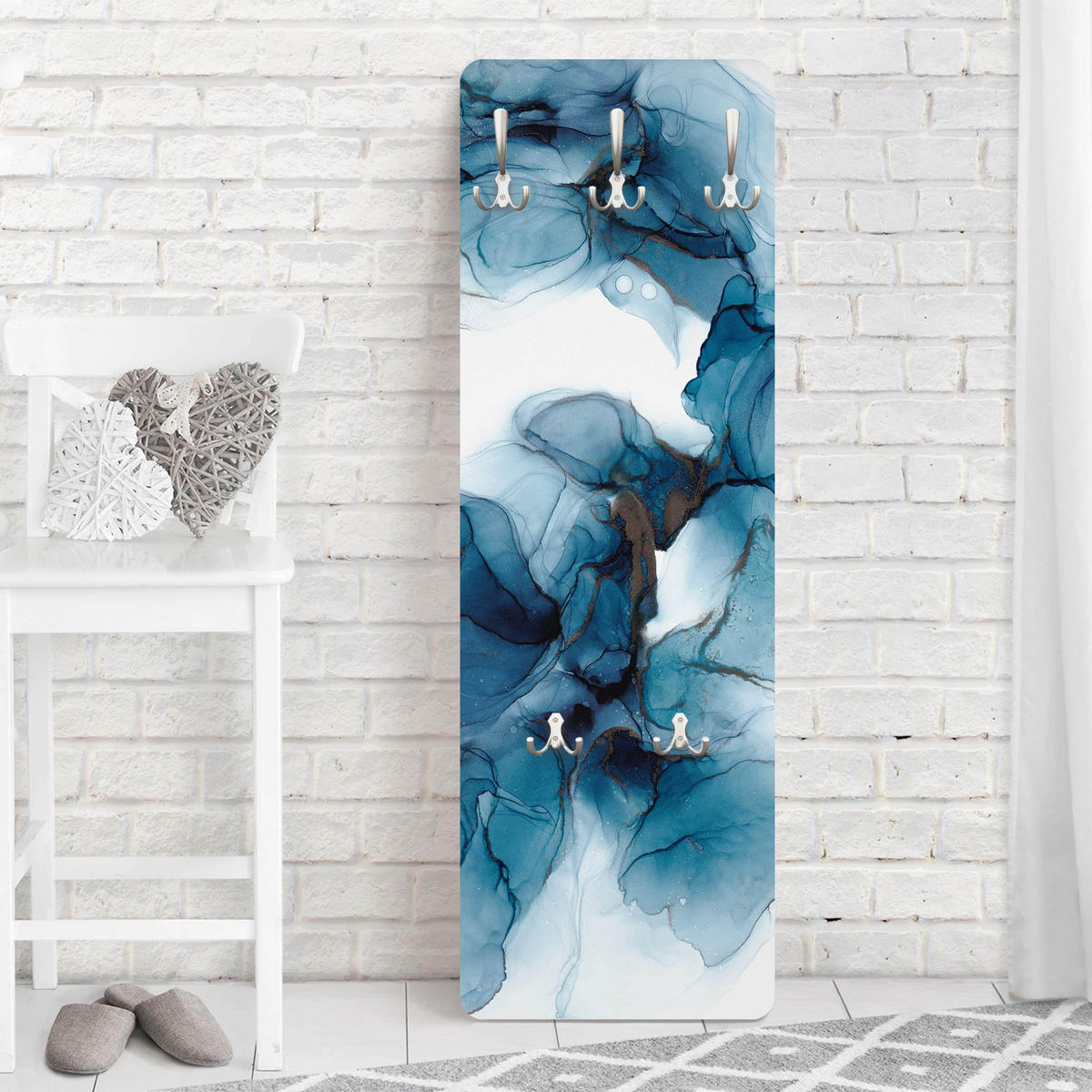 WANDGARDEROBE - Evolution Blau und Gold 34/105 cm - Blau, Holzwerkstoff (34/105/1.6cm) - Bilderwelten